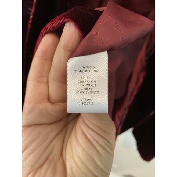 Coldwater Creek Long Blazer Jacket Red Velvet Whimsy goth Academia Boho Sz 4 - Picture 8 of 8